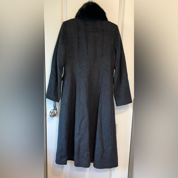 NWT Forecaster of Boston grey & black fox fur collar maxi Wool coat size 4 - Picture 2 of 6
